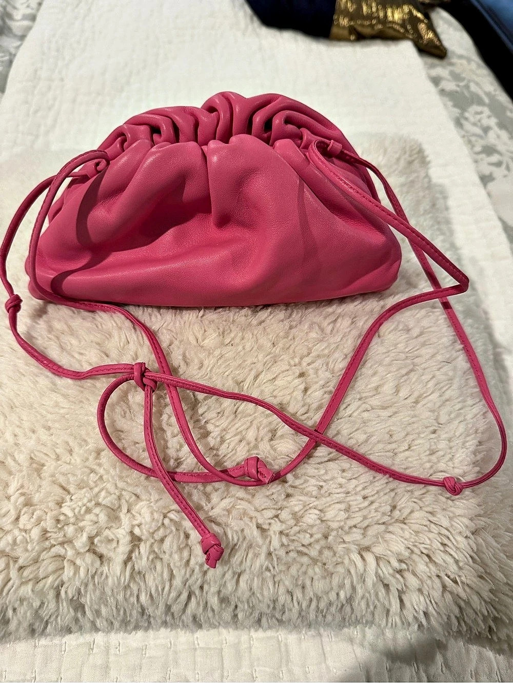 Bottega Veneta The Mini Pouch Gathered Drawstring Bag Pink - Picture 7 of 8